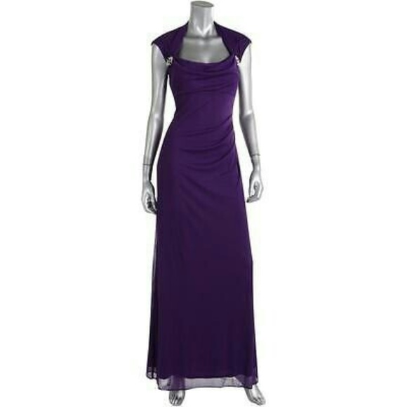 R&M Richards Dresses & Skirts - Embellished Purple Ruched Chiffon Empire Wrap Prom Gown Dress R&M Richards Sz 12